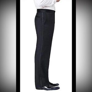 Neil Allyn Tuxedo Pants Size 31” Black Wool Flat Front Expandable Waist